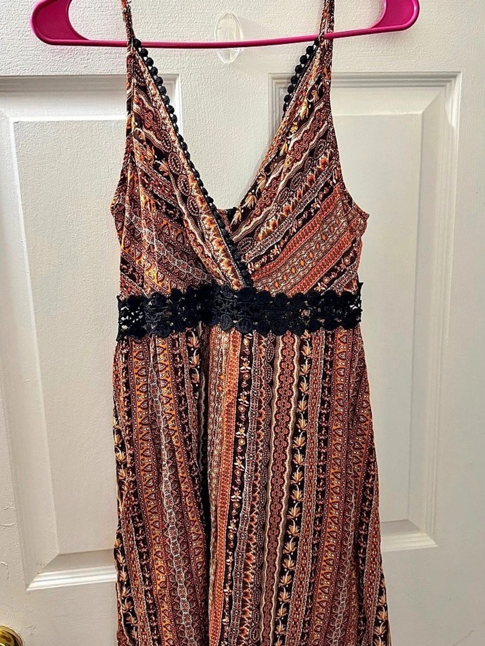 SHEIN Paisley Mini Dress in Brown & Orange Size Small